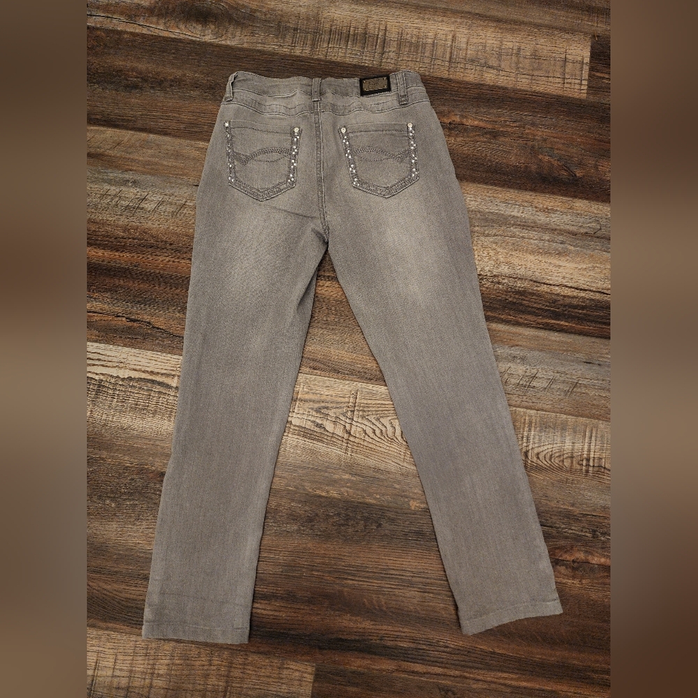 Earl jeans, grey with embellished pockets, size 2 - Picture 2 of 7